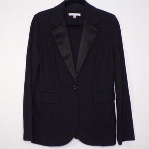 Cabi #701 Black Tuxedo Satin Lapel Blazer, M